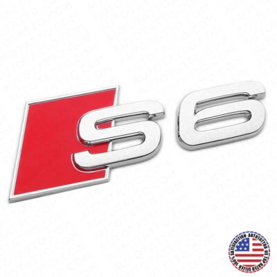 Placa de identificación trasera cromada emblema maletero insignia deportiva Audi S6 OEM Foto 1 de 4