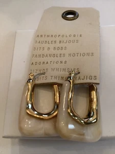 Anthropologie U Shaped Chunky Resin Gold-Rimmed Earrings NWT - Picture 1 of 3