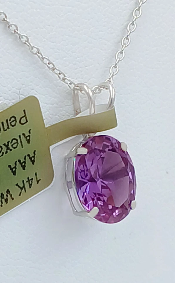 COLGANTE ALEJANDRITA ORO BLANCO 14k CAMBIO COLOR 3,75 Cts - Nuevo con etiquetas - Hecho en EE. UU. Foto 1 de 4