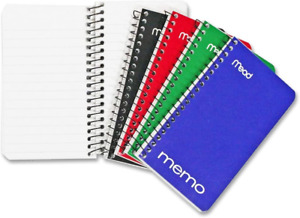 Mead Memo Pads, 8 Pack, Lined College Ruled Paper, Pocket Notebook, Small Spiral