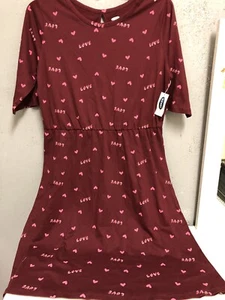 OLD NAVY Girls Youth Size XL (16) 100% Cotton Love Print Dress Also Fits Women M - Picture 1 of 5