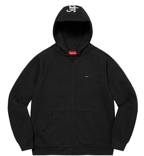 Felpa con cappuccio uomo Supreme nera XL orlo zip tasche anteriori