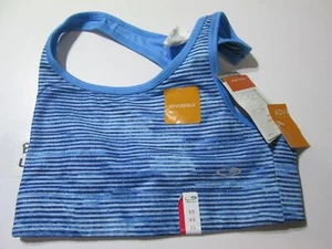 NWT Champion Sport Bra Size XS Blue Wireless Unlined Reversible Striped Pullover - Picture 1 of 4