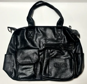 Schwarze Umhängetasche Schultertasche Handtasche mit vielen Taschen 100%Polyurethan-Futter - Bild 1 von 8