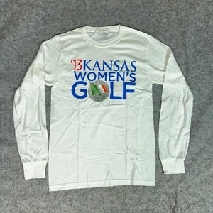 Kansas Jayhawks Mens Shirt Small White Long Sleeve Tee Top College NCAA Golf - Picture 1 of 7
