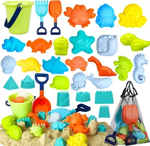 TOY Life 30 Pcs Beach Sand Box Toys for Kids Toddlers 3 6 8 12, Sand Castle Kit - Picture 1 of 9