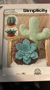 Simplicity Pattern R11759 Plush Pillows Succulent Cactus Home Decor UNCUT - Picture 1 of 2