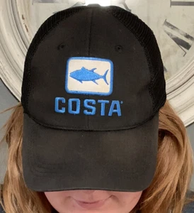 Women’s Mens Costa Del Mar Original Patch Tuna Baseball Cap Hat COSTA Black Fish - Picture 1 of 9