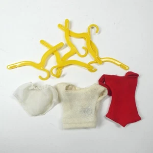Barbie Lot - Red Helenca Swimsuit - Square Neck Sweater 1962 - Hangers 1960s Vtg - Picture 1 of 9