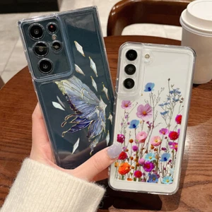 Custodia antiurto per Samsung S24 Ultra S23 S22 A55 A15 A54 fiore farfalla - Foto 1 di 15