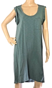 Lilla P Women's Shift Green Dress Cotton Blend Size Large Rolled Up Sleeve - Picture 1 of 12