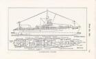 1930 Marine Marine Querschnitt U-Boot Jäger Zeichnung-Druck/tolle Kunst/