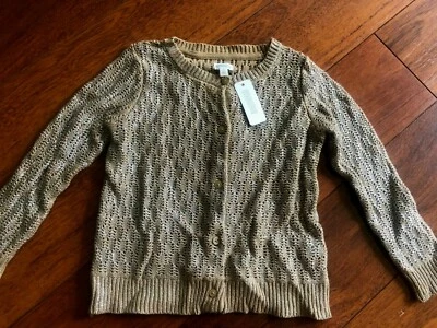NEW girls GYMBOREE GOLD CARDIGAN SWEATER button down HOLIDAY shimmer SIZE 5-6 - Image 1 of 3