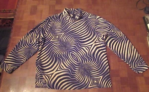 Women’s vortex swirl Op Art psychedelic long sleeve pullover cowl neck top XL - Picture 1 of 3