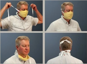 Face Mask Tie Back Reusable Washable Double layer of Material Yellow - Picture 1 of 2