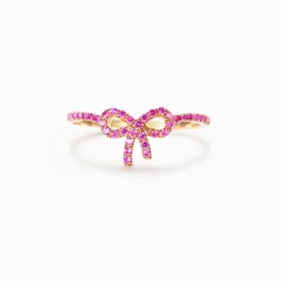 0.20Ct Round Cut Lab-Created Red Ruby Bow Engagement Ring 14K Rose Gold Plated - Image 1 of 4