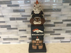 DENVER BRONCOS TIKI TOTEM NFL STATUE HAND CRAVED WOOD 16” FIGURE - Picture 1 of 16