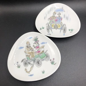 Rosenthal Germany 2131 Lovers Triangular Ring Trinket Dish Set Of 2 Cars Buggy - Picture 1 of 21
