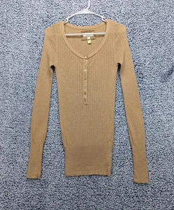 Top ajustado Bella Swan Y2K American Eagle cuello en V talla M acanalado manga larga tostado - Imagen 1 de 13