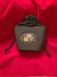 Bolso Cartera Vintage Floral Pettipoint Negro Crepé Cordón Alemania Occidental Envío Gratis - Imagen 1 de 6