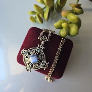 Vintage Avon Silber Ton Glas Strass Anhänger Kette Halskette 16"L - Bild 1 von 3