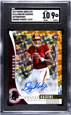 2019 Panini Absolute #116 Dwayne Haskins Auto. Orange Mosaic SGC 9 - Image 1 of 2