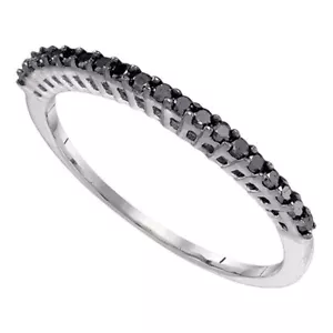 10kt Weißgold Damen farbverbessertes schwarzes Diamantband 1/4 Kttw - Bild 1 von 1