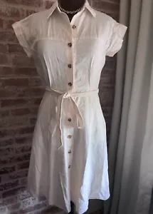 New! Calvin Klein Button Up Linen Short Sleeve Shirt Dress Light Pink Size 4 - Picture 1 of 8