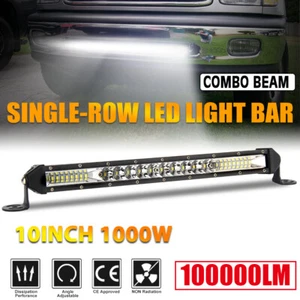 "Combo de barra de luz led ultradelgada 1000W 10 pulgadas punto de inundación camión todoterreno UTV SUV 12" - Imagen 1 de 11