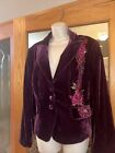 Adrianna Papell Formal Jacket Womens Velvet Floral Beaded Embroidered Sequin L