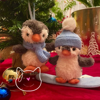 AUTHENTIC Jellycat Set SNOWBOARDING & PEANUT PENGUIN DECORATION Bundle New BNWT - Image 1 of 4