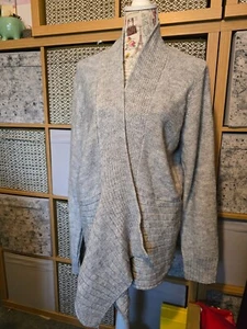 F&F Light Grey Knit Waterfall Cardigan long sleeve, UK 20 Used VGC - Picture 1 of 8