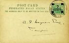 Sephil Malaya Federated States 1918 Wwi 2C Ovpt Ps Card From Seremban To Tampin