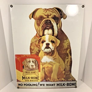Ande Rooney Bulldogs Milk Bone Dog Biscuits Porcelain Enameled Sign 11 x 14 - Picture 1 of 3