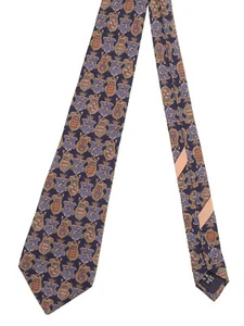 Corbata Salvatore Ferragamo Hecha en ITALIA Regal Emblemático Cresta Motivo Satinado Seda - Imagen 1 de 6