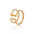 Yellow gold plate sterling silver double band cage stacking ring