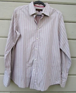 Ben Sherman 100% algodón bronceado puntos y rayas LS camisa de vestir para hombre L - Imagen 1 de 7