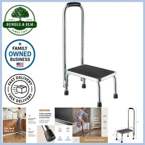 Step Stool with Handle Steel Frame 330Lbs Capacity for Elderly Adults Home - Picture 1 of 9