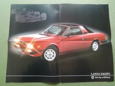 LANCIA ZAGATO 1981 Distribuidor de EE. UU. FOLLETO DE VENTAS DESPLEGABLE Jody Scheckter BETA Foto 1 de 4