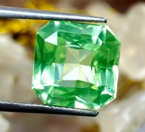 Olive Green Peridot Asscher Cut 7-9 CT Natural 11x11 mm Certified Loose Gemstone - Picture 1 of 5
