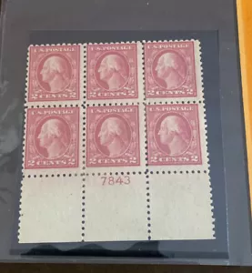 Washington 2c 1916 Stamp Catalogue 463 Block Of 6 US Bottom Block Mint Hinged - Picture 1 of 3