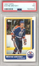 1986-87 TOPPS WAYNE GRETZKY #3 PSA 7 NEAR MINT HOCKEY CARD OILERS GOAT CENTERED