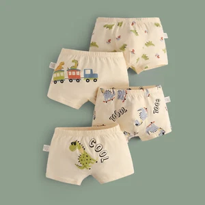 4 Pack Boys' Luxury Bacteriostatic Underwear Kids Dinosaur Bear Fox Boxer Briefs - Picture 1 of 16