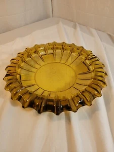 Vintage Blenko Honey Amber Glass 8" Starburst Ashtray - Picture 1 of 4