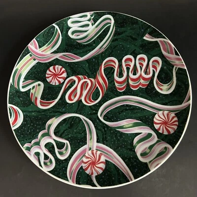 VTG Department 56 Christmas Ribbon Candy Serving Plate by Cheryl Johnson Japan  - Image 1 of 4