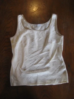 Jacqueline Riu - Top cintré à bretelles larges en satin - écru bordé beige - T1 - Photo 1/2