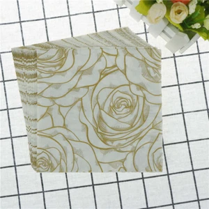 20x golden rose flower paper napkins serviette tissue party supply home dec. _ha - Picture 1 of 10