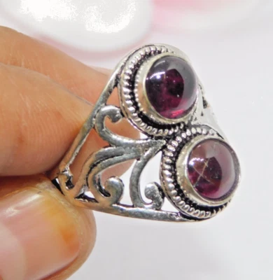 Anel folheado a prata esterlina 925 tamanho 8 ametista natural JN18069 - Imagem 1 de 4