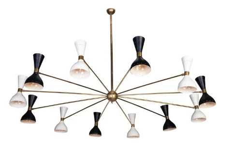 Large Italian Chandelier 12 arms/ 24 Bulb Stilnovo Style Design Mid Century Cover