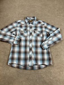 Wrangler Cowboy Western Retro Shirt Size XLT Plaid Pearl Snap Long Sleeve